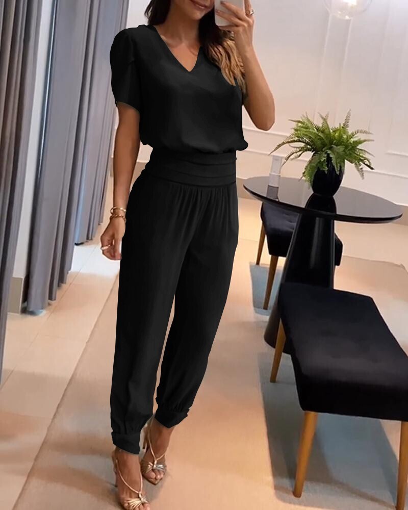 Short-sleeved Top + Pencil Pants 2 piece set