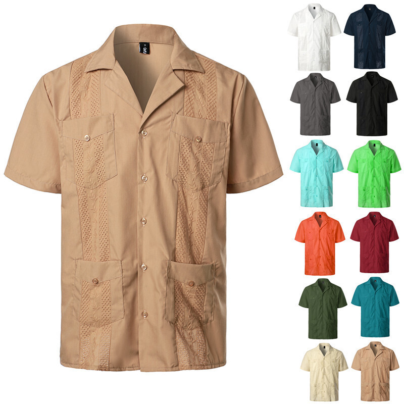 Men's Short-sleeved Cotton Guayabera Shirt