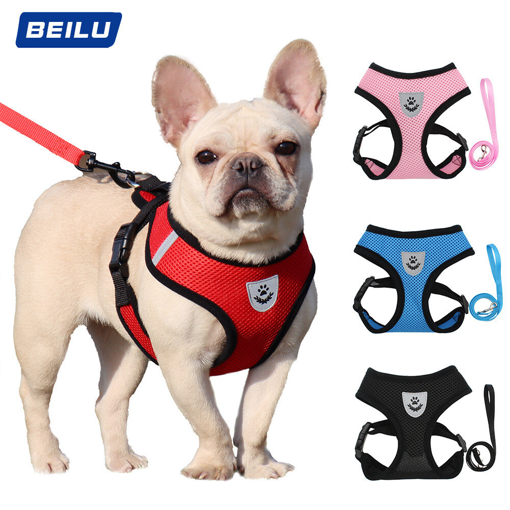 Breathable Mesh Dog Harness  Reflective Pet Leash