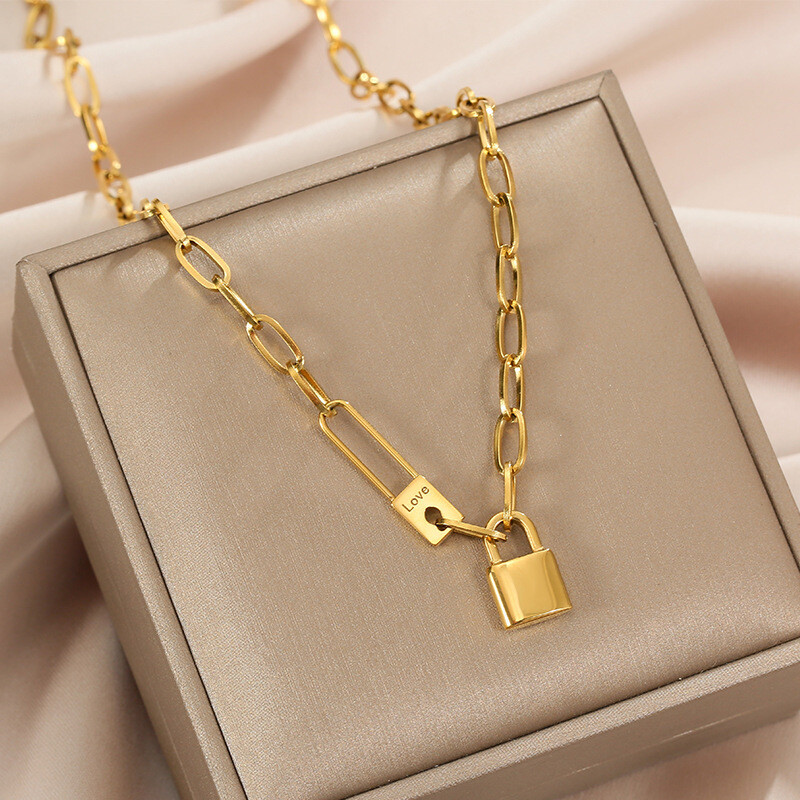 Lock Pendant Necklace Chain