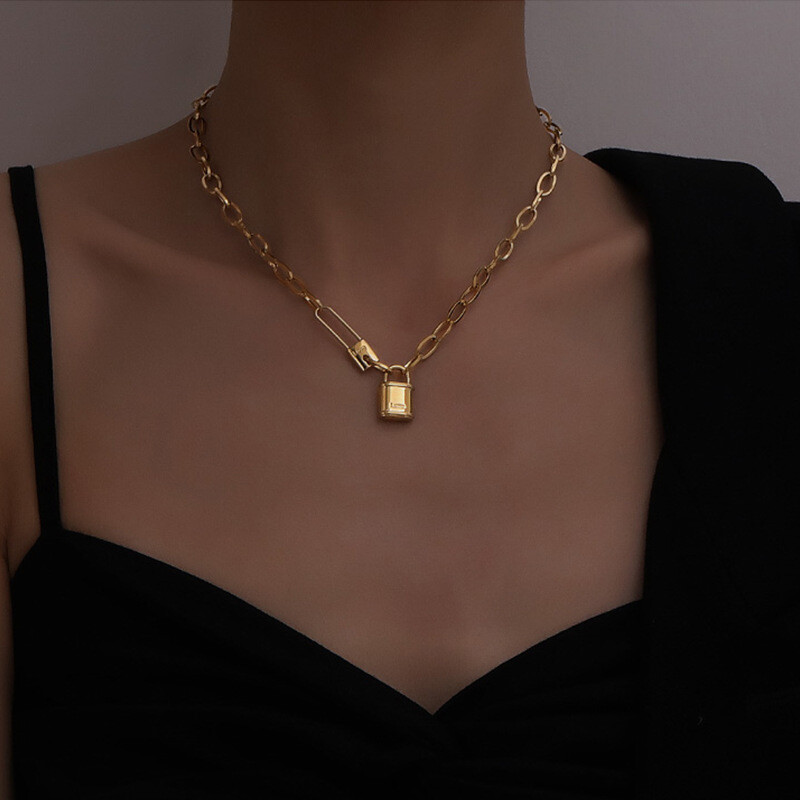 Lock Pendant Necklace Chain