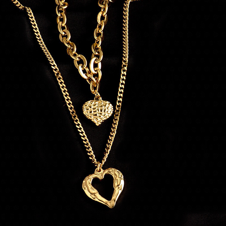 Double-layer Stacked Heart Pendant
