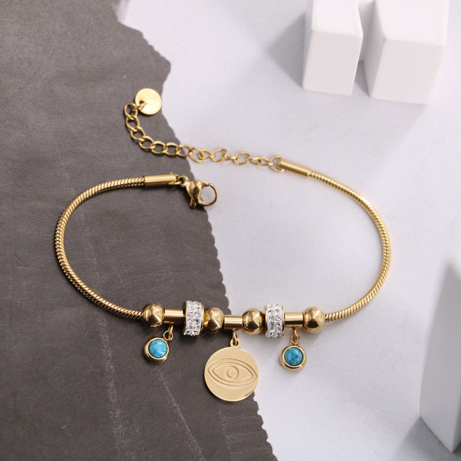 Titanium Steel Gold Color  Devil's Eye Element Bracelet Women