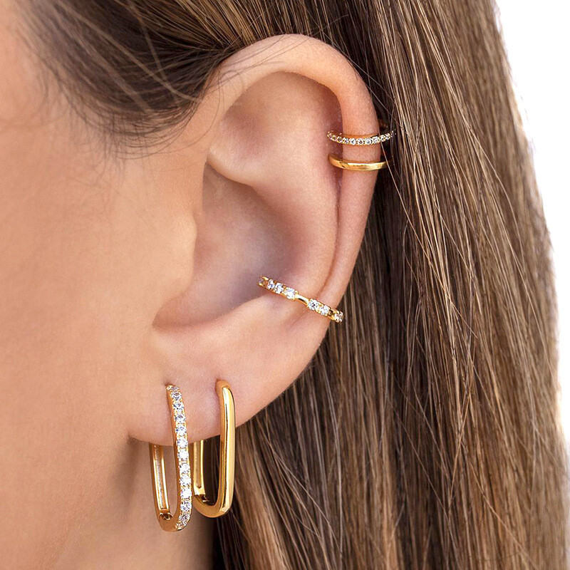 925 Silver Geometric Oval Earrings Earrings