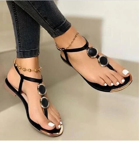 Metal Decoration Ladies Flat Shoes Big Size 35-43