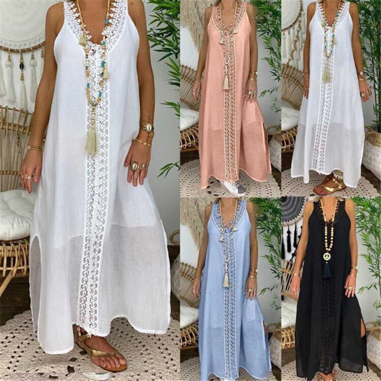 V-neck Synthetic  Silk  Long Dress