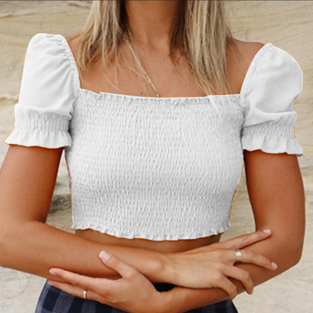 Slim Fit Puffed-sleeve  Top