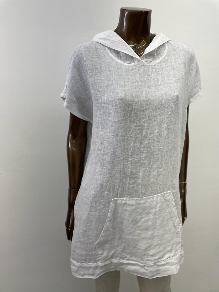 Linen hooded top