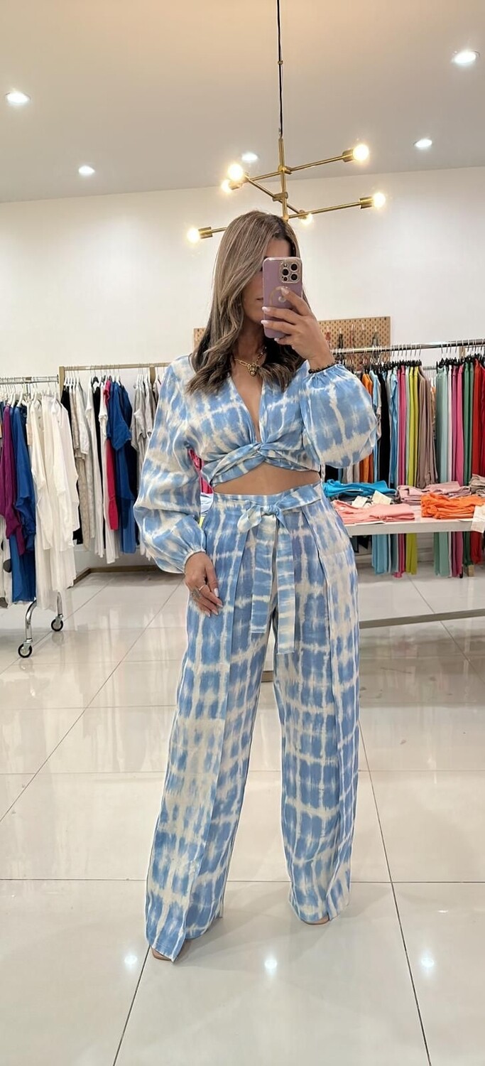 Thai Wrap Linen Pants and Top Set