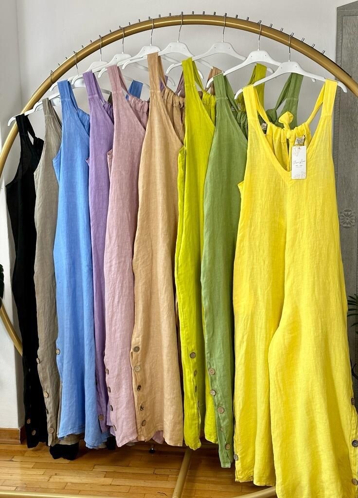 Linen Jumpsuit with Side Buttons