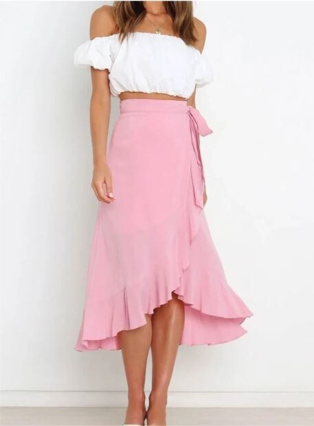 Long  High Waist Chiffon Skirt