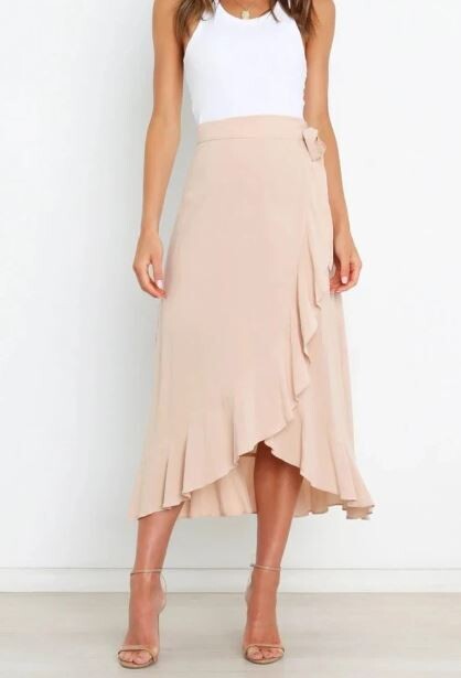 Long  High Waist Chiffon Skirt