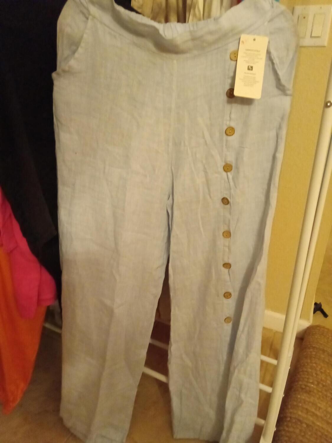 Linen Side button pants