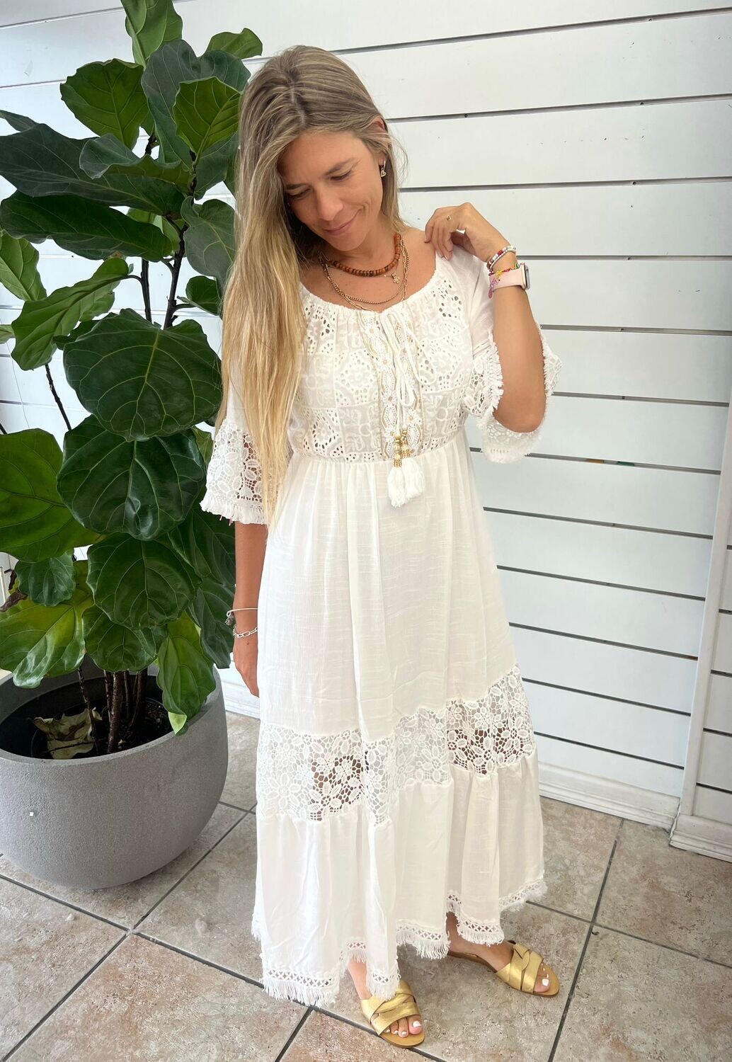 Beautiful Long Boho Dress Gold