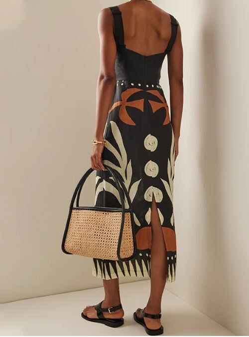 Exotic Floral Linen Dress