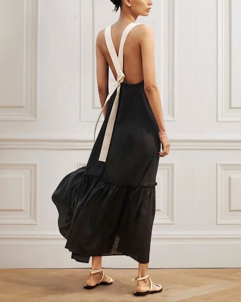 Color contrast Tied Open Back Dress