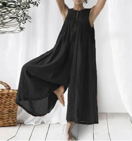 Casual Pleated Design Loose Jumpsuit