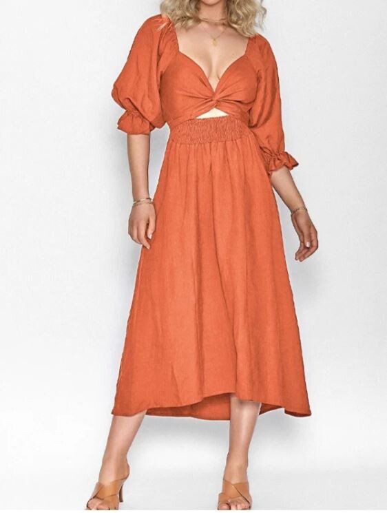 French Ruffled Lantern Sleeves Versatile Dress