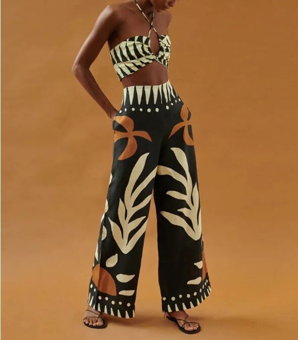 Exotic Floral Printed Two-pieces Set