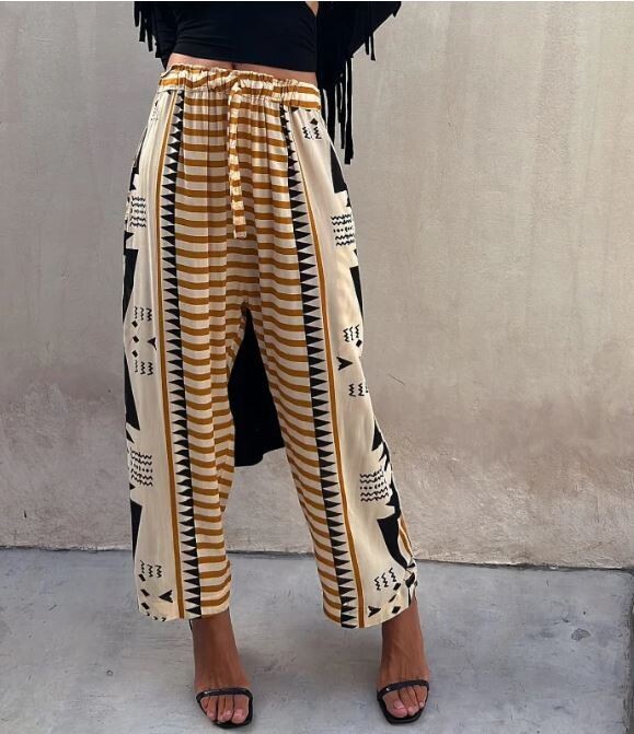 Summer printed harem pants mid-rise casual pants