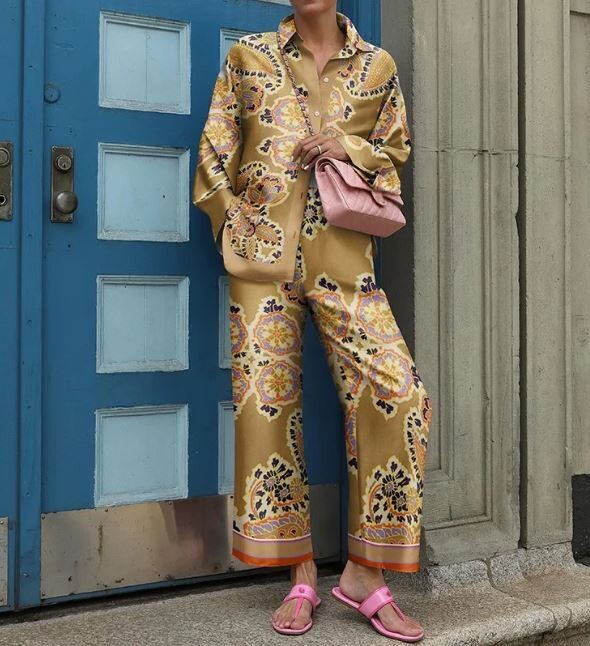 Loose Cashew Flower Print Two Piece Set