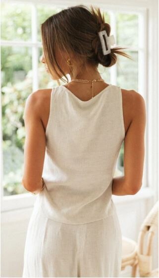Stylish Front Drawstring &amp; Wide Legs Pants Two-Pieces Suits