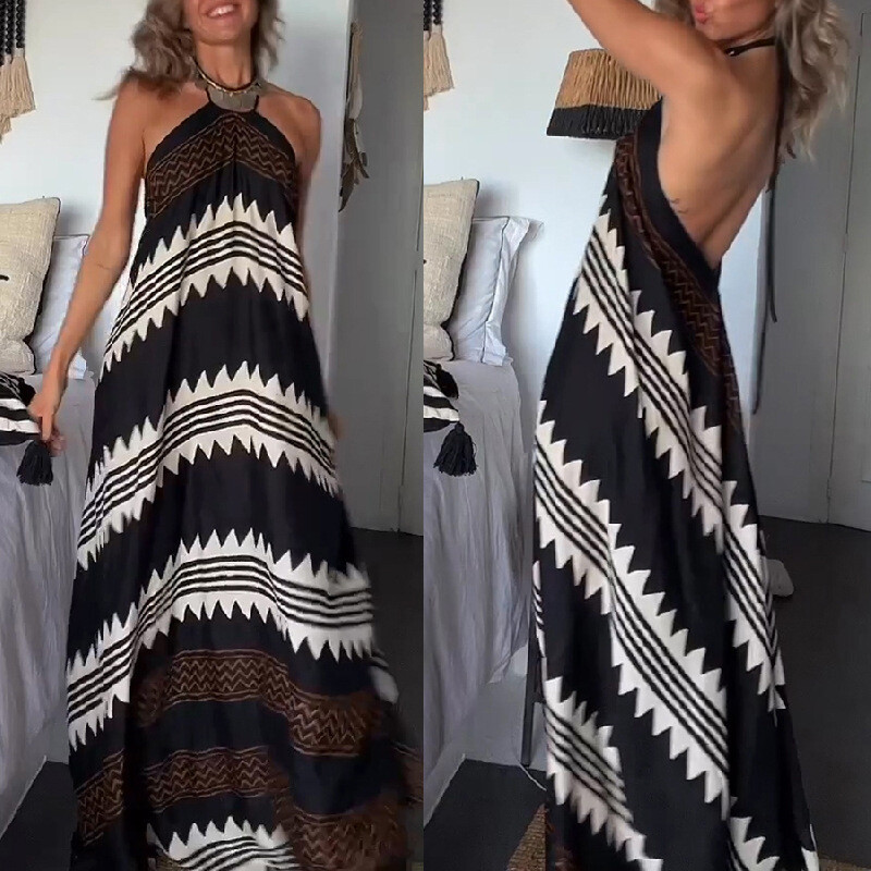 Halter Neck  Women's Big Swing Dress