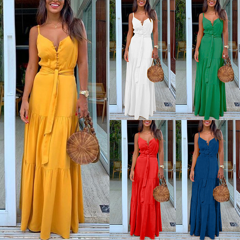 Mid-length Suspender Dress Bohemian