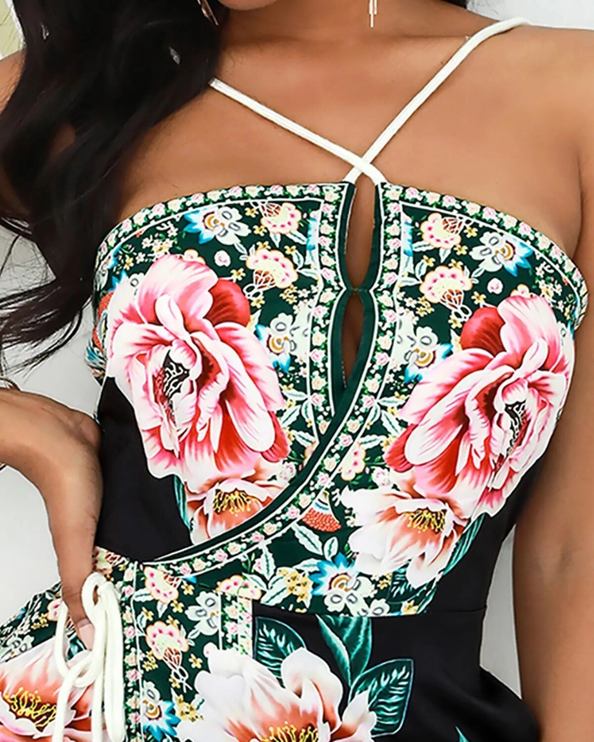 Women's Flower  Sleeveless Tight-fitting Ladies Jumpsuit