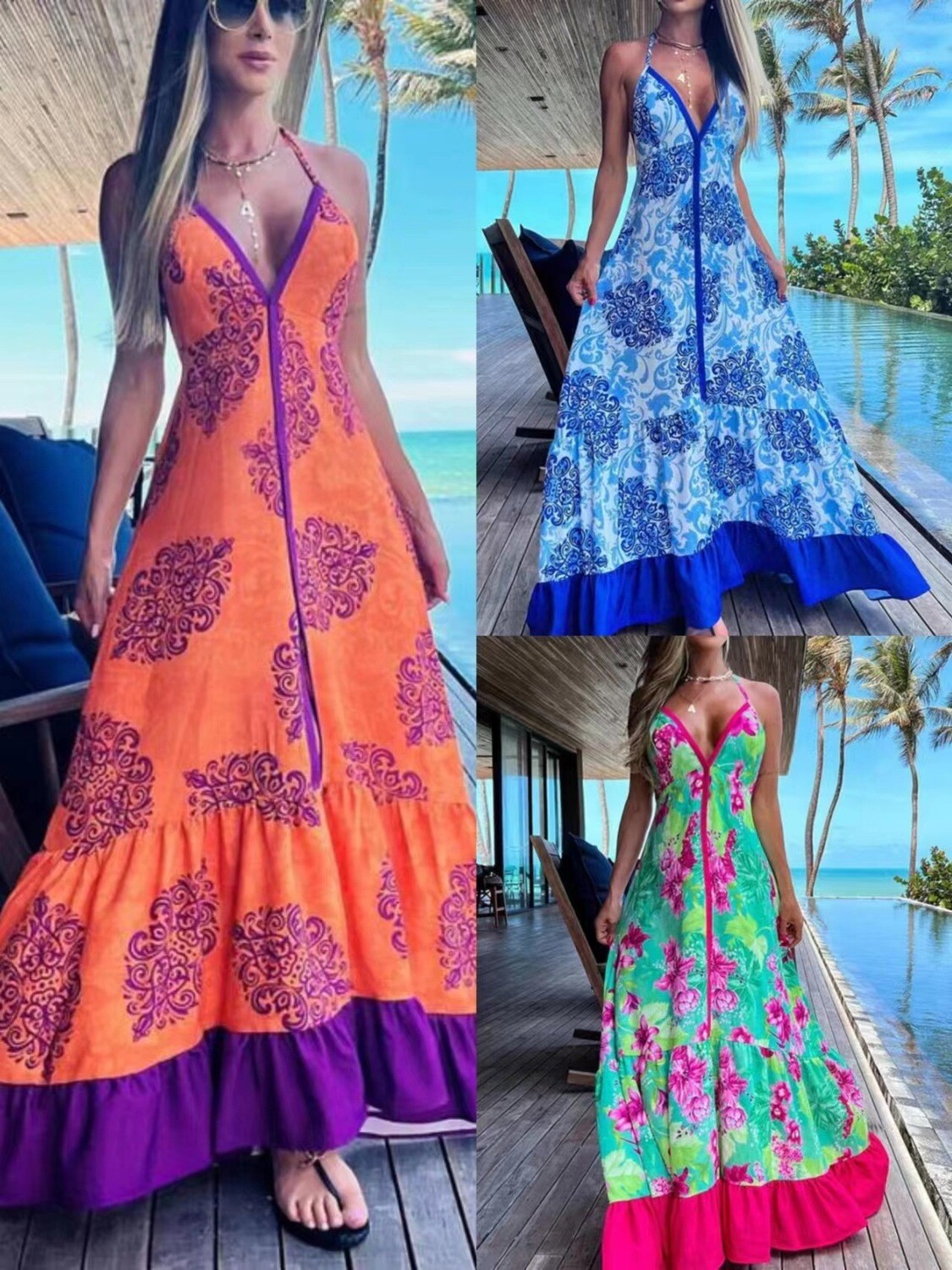 Fashion Print V-neck Dress