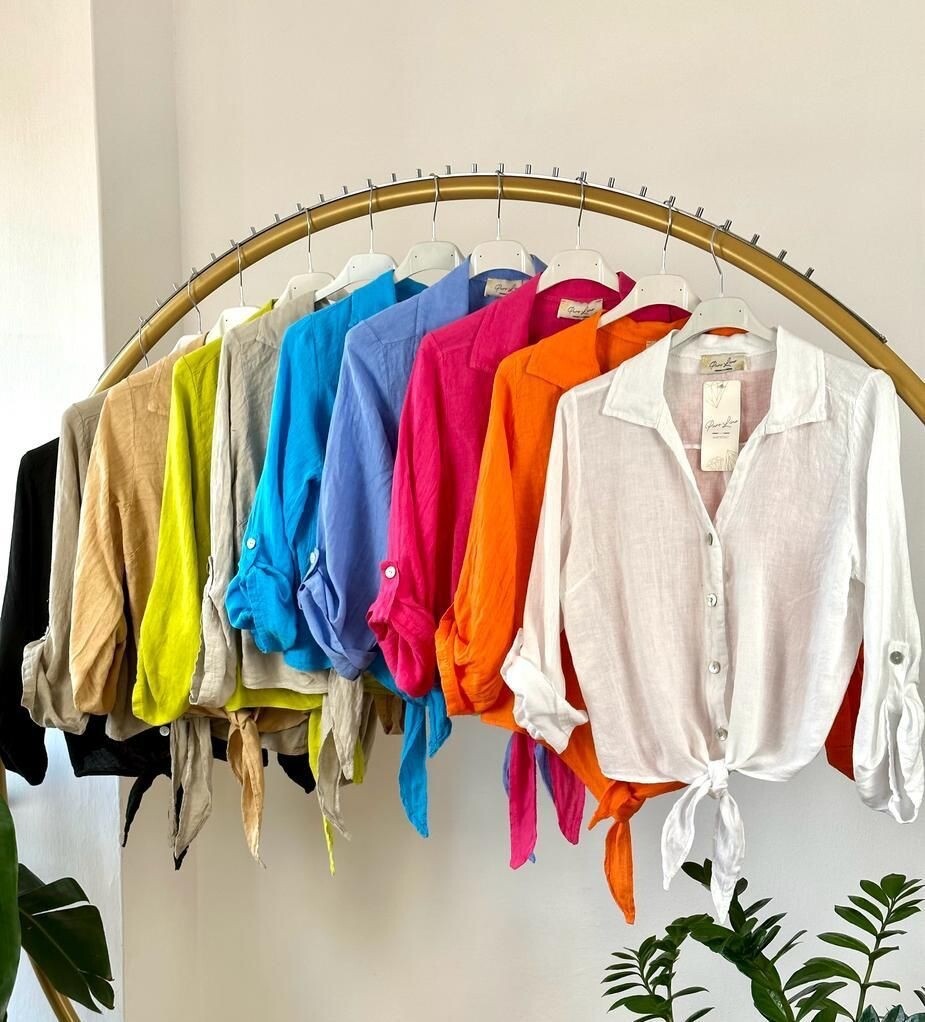 Long sleeves linen Top Tye wrap