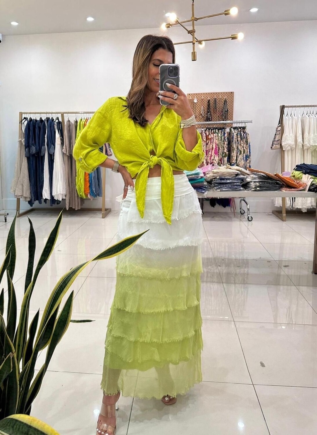Long sleeves linen Top Tye wrap