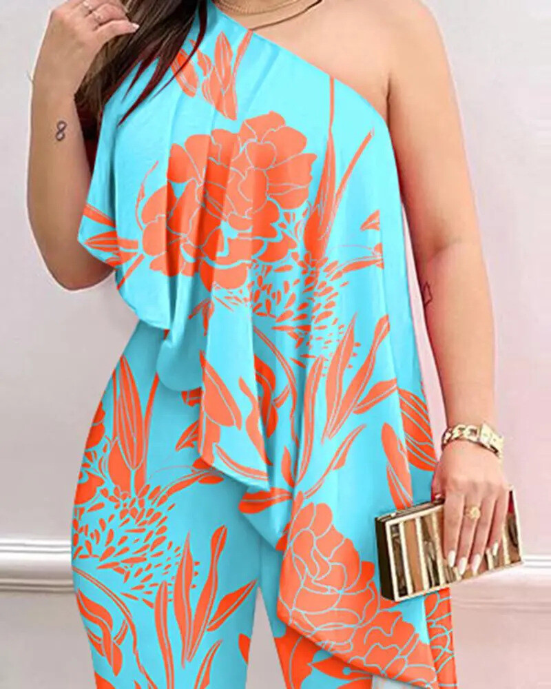 New  Summer Soft Shoulders Printed Jumpsuit