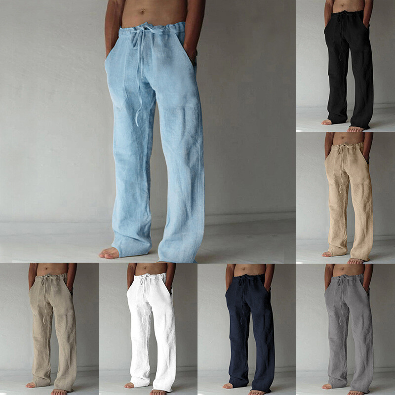 Linen Casual Solid Color Thin Section Linen Men's Trousers