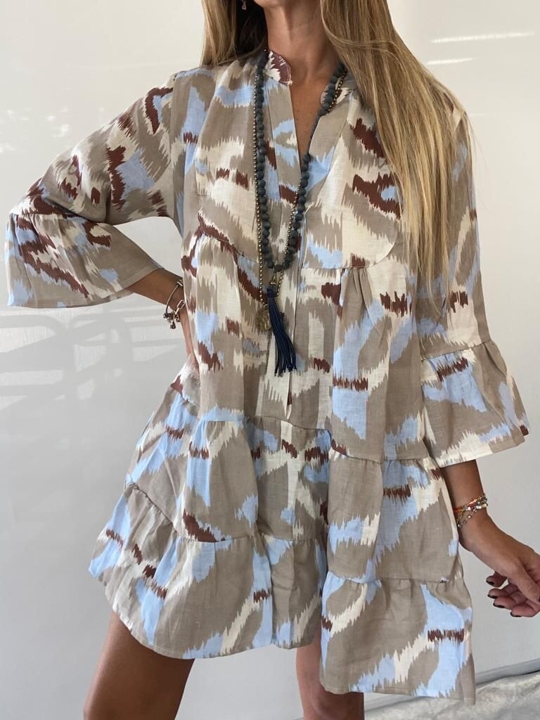 Cute Linen Army  Pattern Dress (out of stock)
