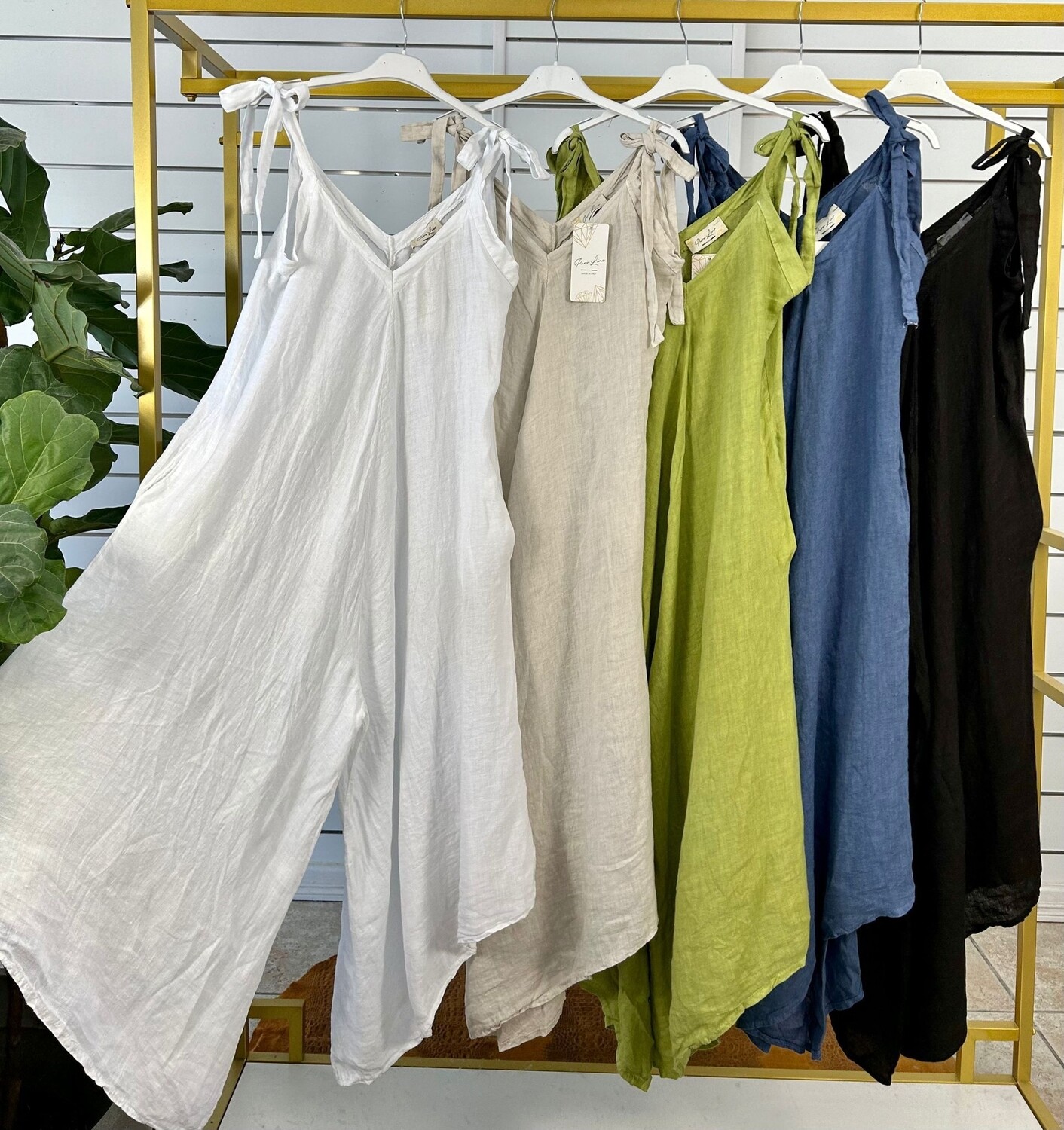 Linen Tie Straps Jumpsuits