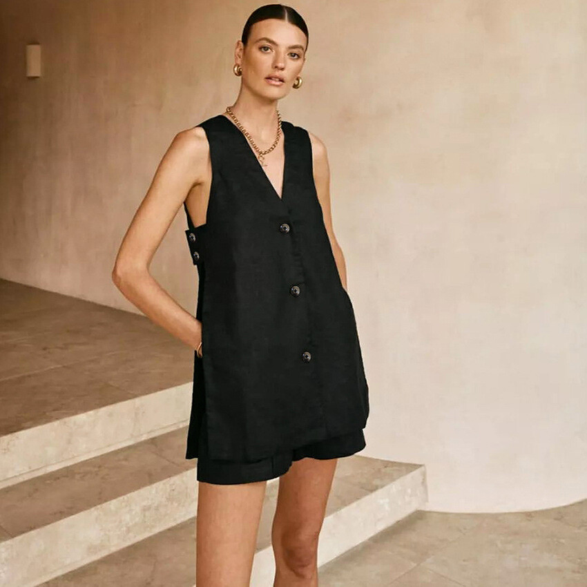 New Cotton Sleeveless Shorts Two-piece Set