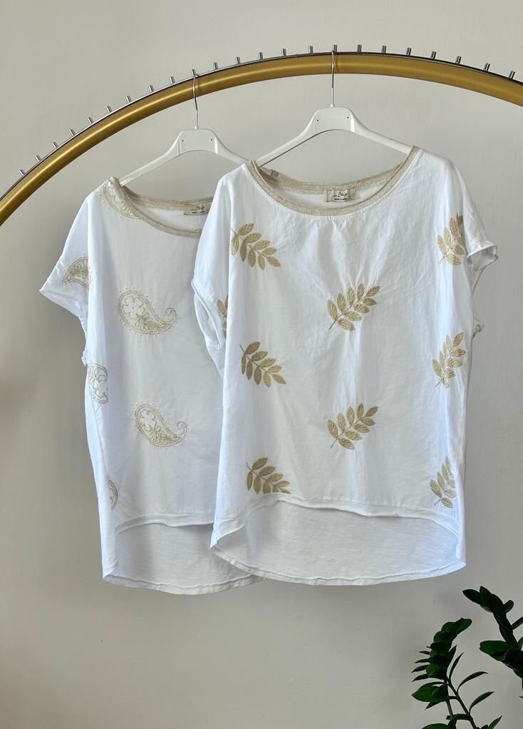 Linen Top with Gold Details