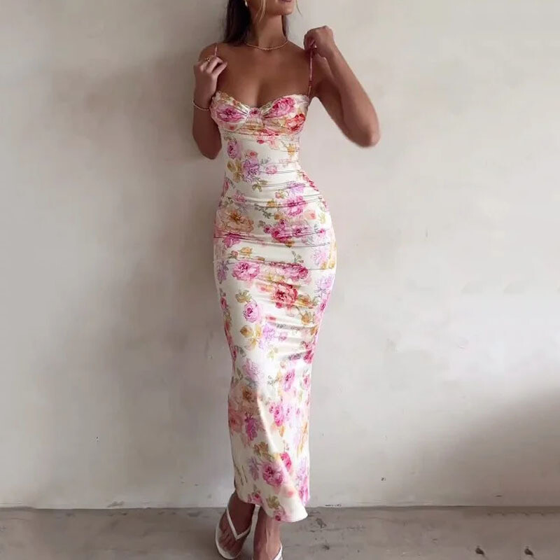Coletta Sexy Straps Floral  Dress