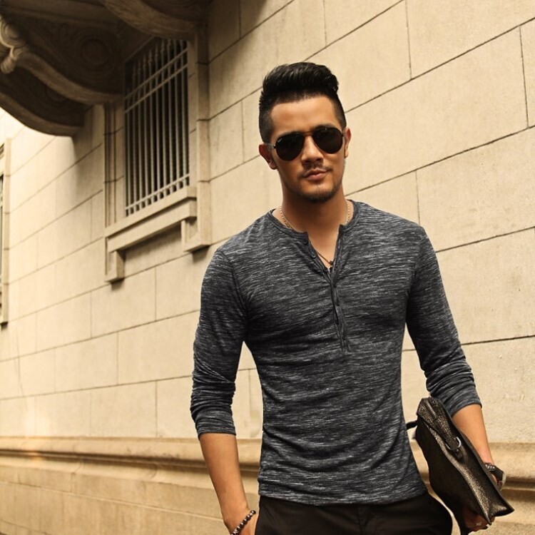 Henley Casual Slim Fit  Shirt