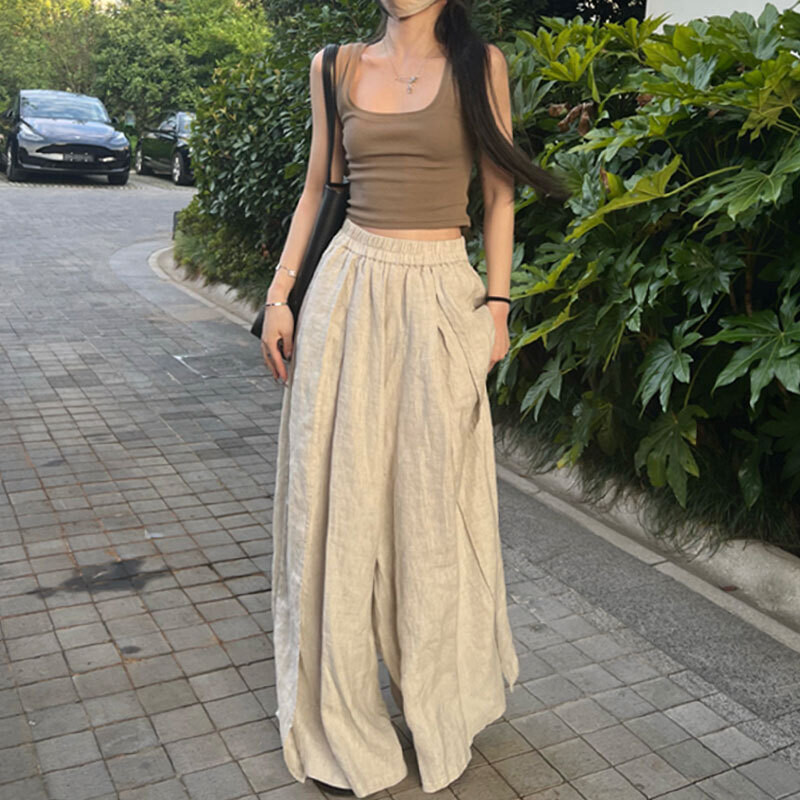Hakama Linen High-end Fashion Wide-leg Pants Women