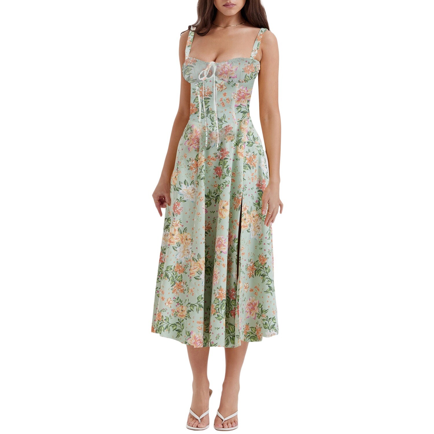 French Style Bustier Dress with Spaghetti Straps