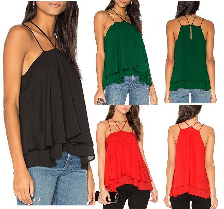 New Strap Chiffon Top