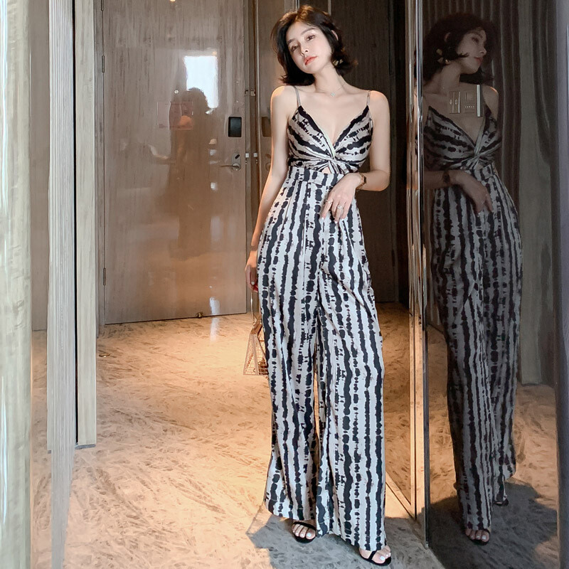 Leopard Print Silky Look Wide-leg Jumpsuit