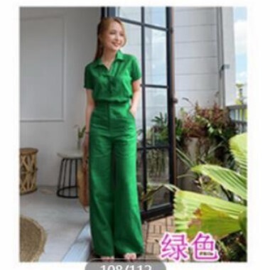 Cotton Linen Short Sleeves Wide-leg Pants Set
