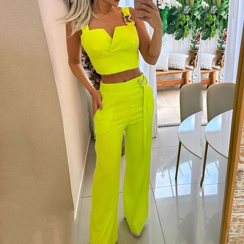 Maritza Cropped Top and high Waist Wide Leg Pants Set