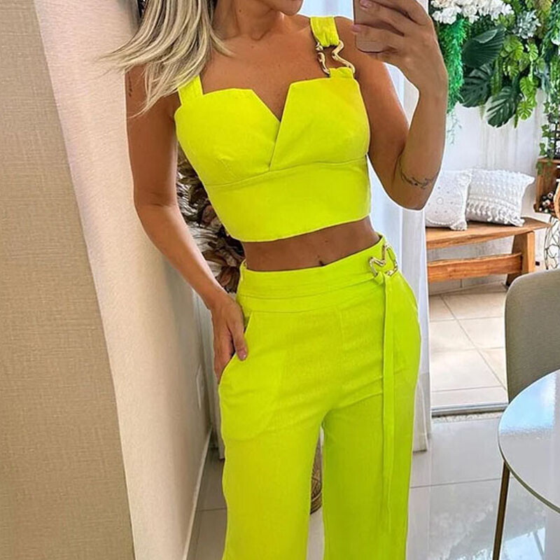 Maritza Cropped Top and high Waist Wide Leg Pants Set