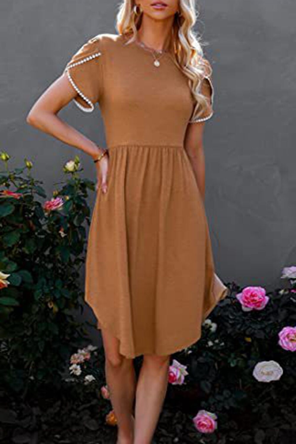 Round Neck tulip sleeve dress