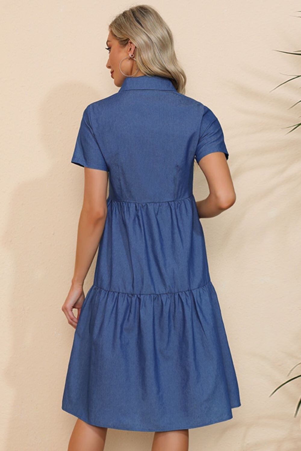 Sexy collared button down denim dress