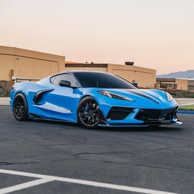 Rapid Blue Corvette C8 on MRR GF5 Gloss Black wheels